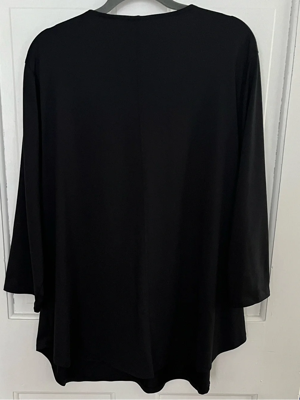 Ruby Rd. Woman 2X Black Knit Top White Soutache Trim Split Front Neckline